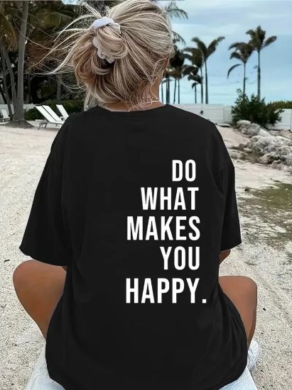 Baskılı Oversize Bisiklet Yaka T-shirt - Siyah resmi